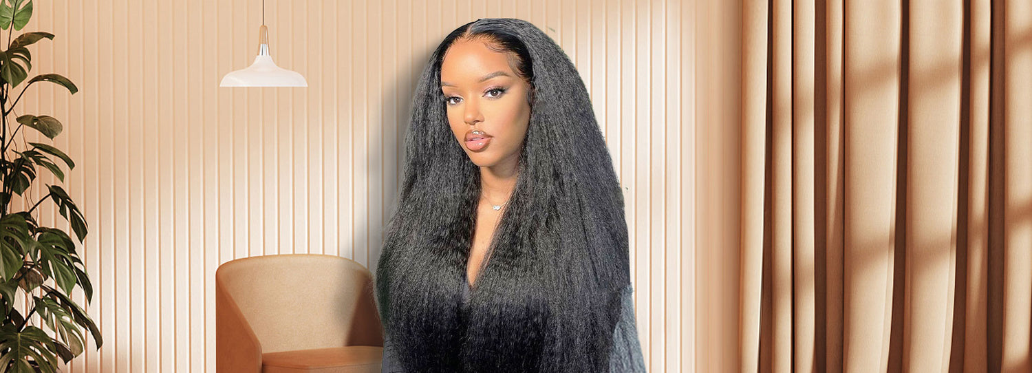 Kinky straight human hair wig