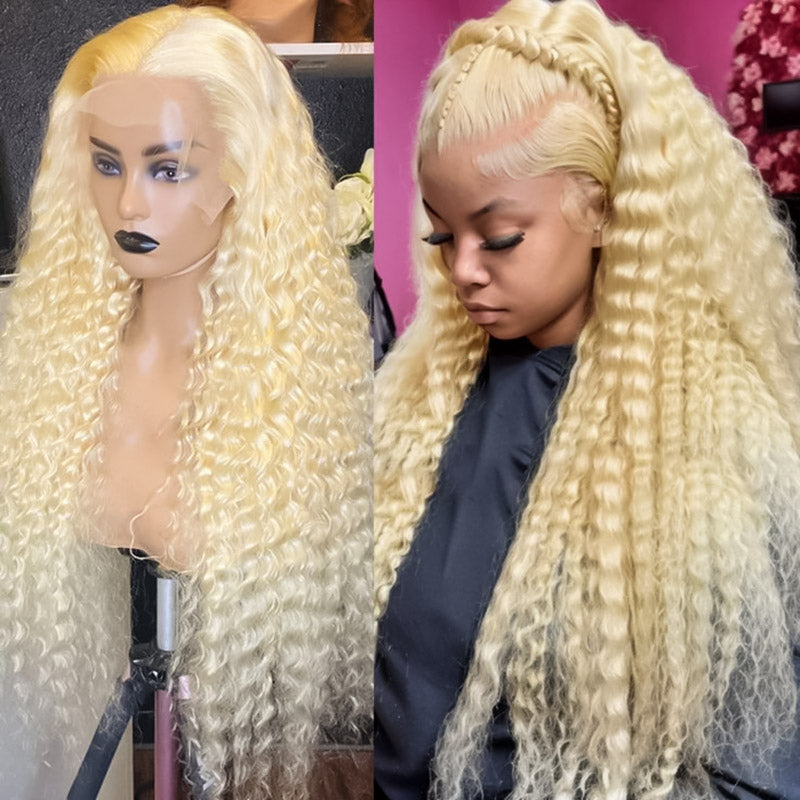 613 Blonde Deep Wave Wig 13x4 HD Lace Front Human Hair Wigs With Natural Hairline Pre Plucked