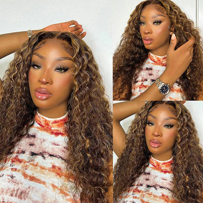 13x4 lace front wig deep wave highlight hair