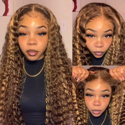 13x4 lace frontal wig deep wave highlight hair
