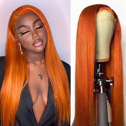 13x4 lace front wig ginger colored straight hair