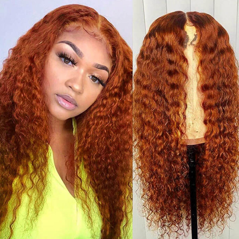 ginger color deep wave lace front wig