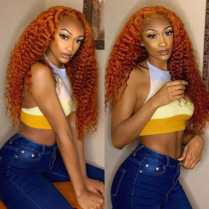 ginger colored deep wave lace front wig
