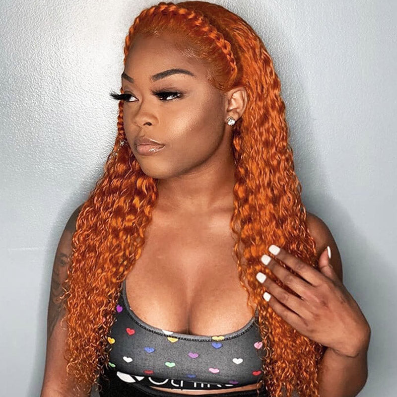 ginger color deep wave lace front wigs