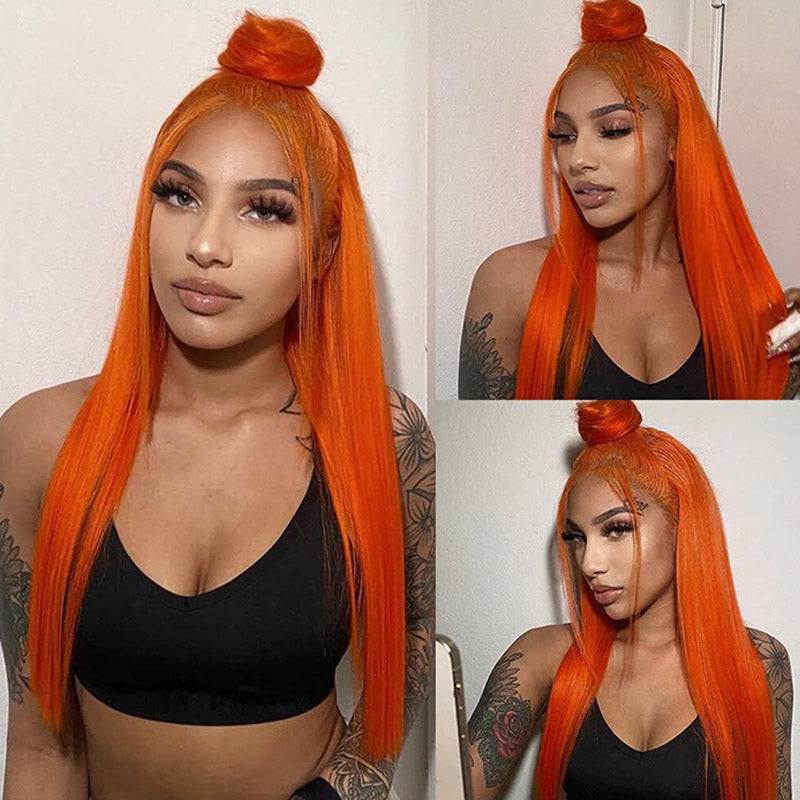 13x4 lace front wigs ginger color straight hair