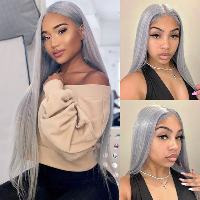 grey color straight wig