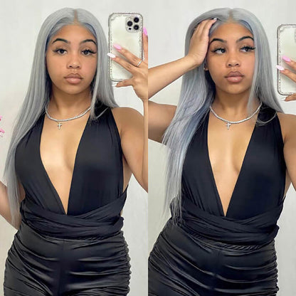 grey color lace wig