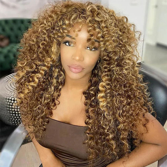 honey blonde highlight jerry curly lace front wig