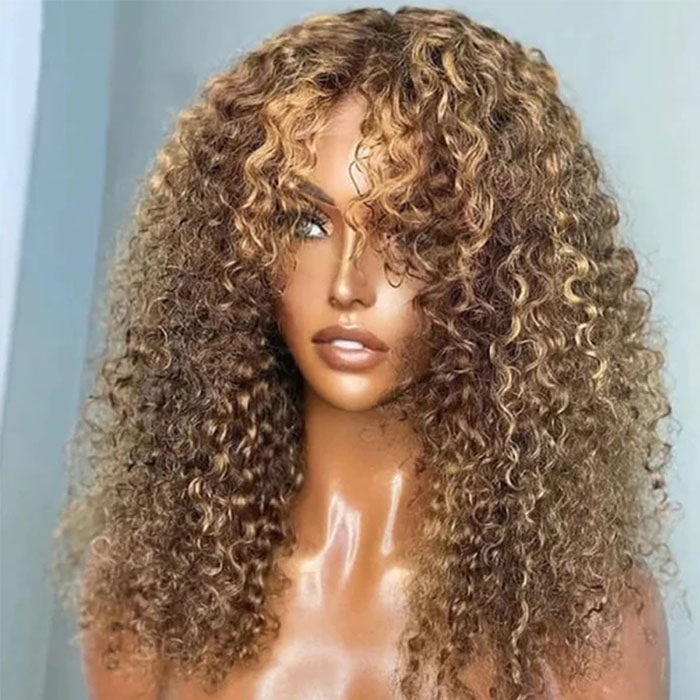 honey blonde highlights jerry curly lace front wig
