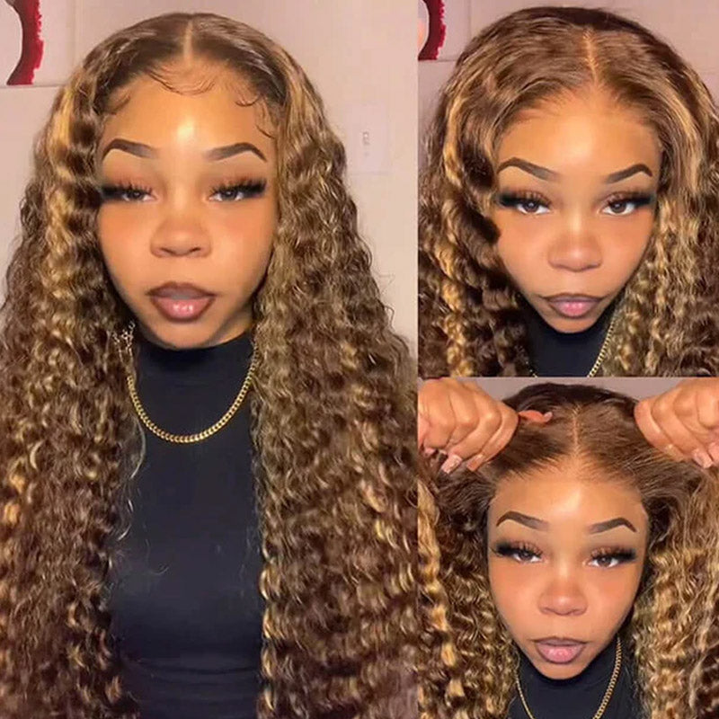 13x4 jerry curly highligh lace wig