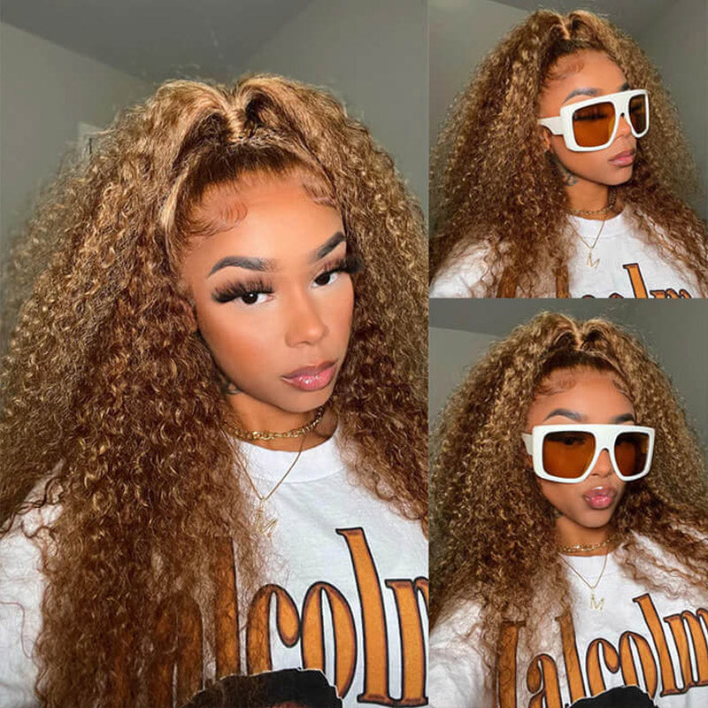 13x4 curly highligh lace wigs