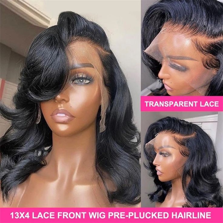 Loose Wave 13x4 HD Lace Wigs Human Hair Natural Hairline Bob Wigs Natural Black Wigs