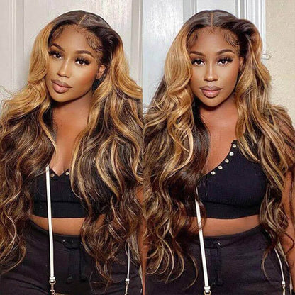13x4 lace frontal wigs loose wave highlight hair