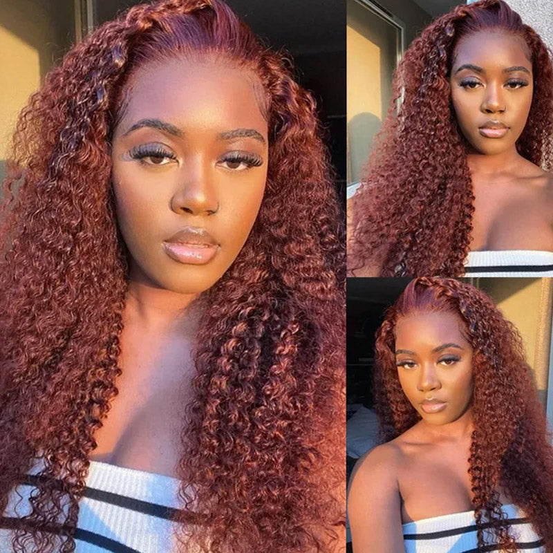 13x4 hd lace reddish brown curly wigs