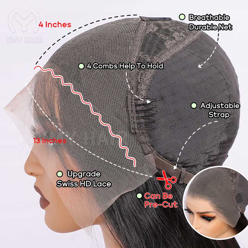 Loose Wave 13x4 HD Lace Wigs Human Hair Natural Hairline Bob Wigs Natural Black Wigs