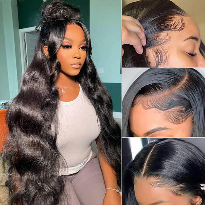 Full Lace 13x6 Invisible HD Lace Front Wig Body Wave Pre Bleached Knots Plucked Hairline