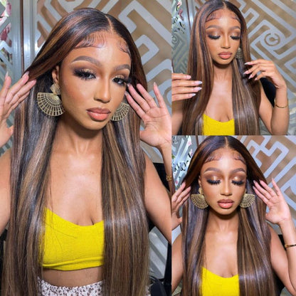 [Invisible Strap Adjustable] Highlight Colored Wig Invisi-Strap Snug Fit 360 HD Lace Frontal Wig Bleached Knots 5x8/13x4 Glueless Wig