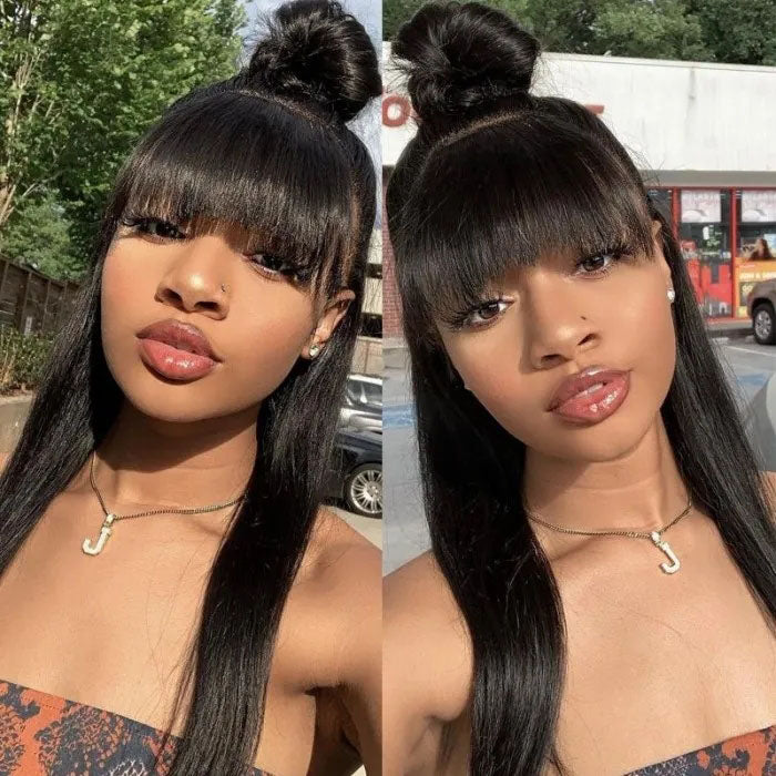 glueless straight wigs with bangs