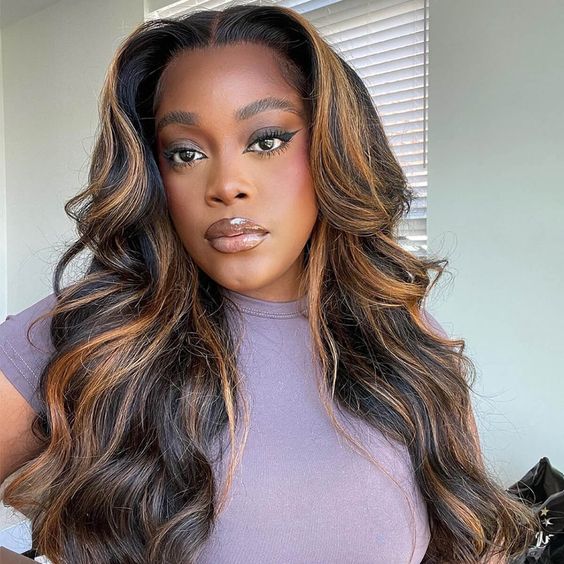 1B/30 Highlight New Tech Upgrade Glueless 360 HD Lace Wigs With Invisi-Strap Snug Fit Pre Plucked Lace Parting Anywhere