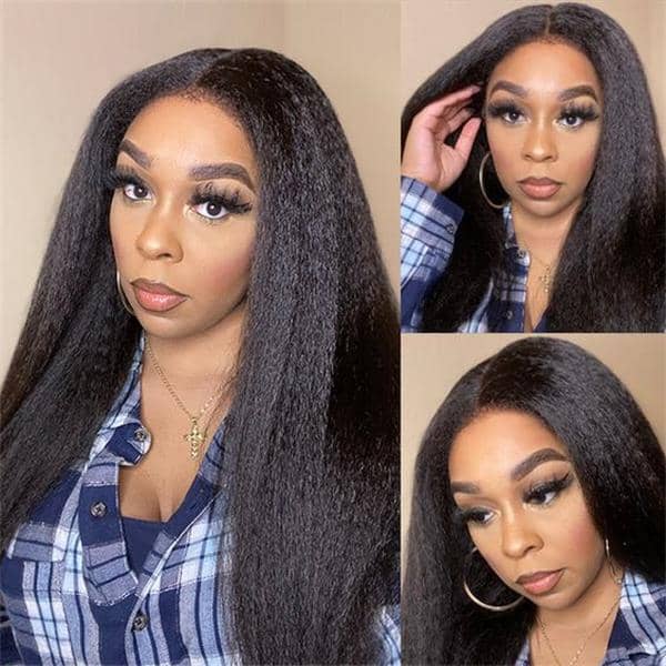 kinky straight hair 360 lace front wig