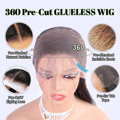 Kinky Straight Hair Pre-plucked 360 Lace Frontal Wigs With Baby Hair