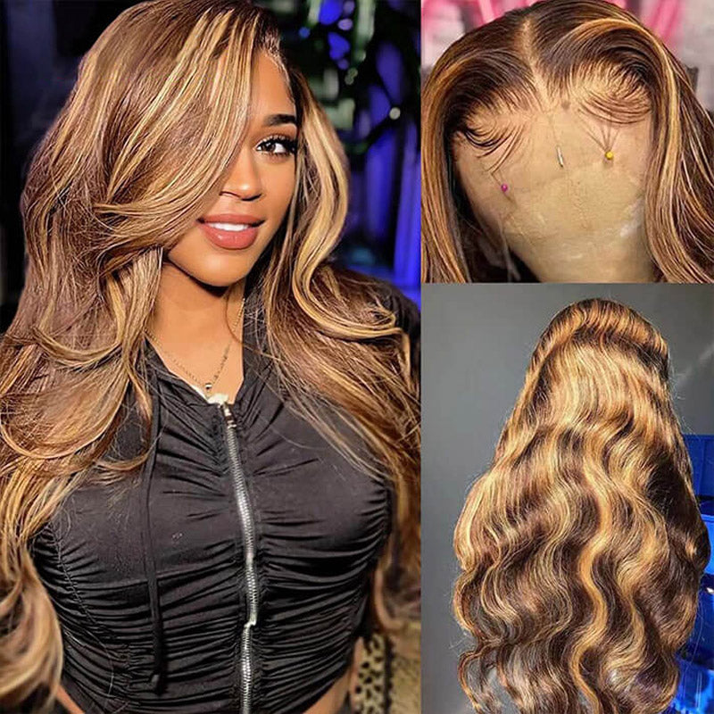 glueless body wave highlight wig