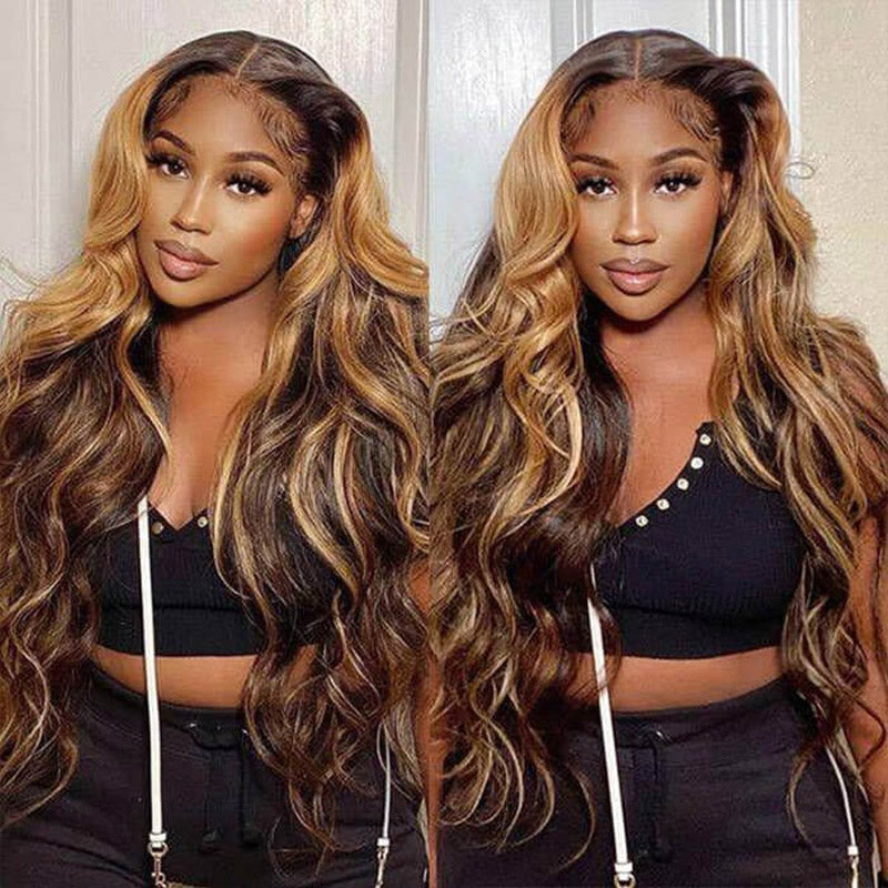 glueless highlights body wave wig