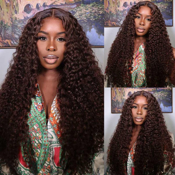 Chocolate Brown Water Wave Invisi Strap Snug Fit 360 HD Lace Wigs With Invisi-Strap Snug Fit Pre Everthing Wigs