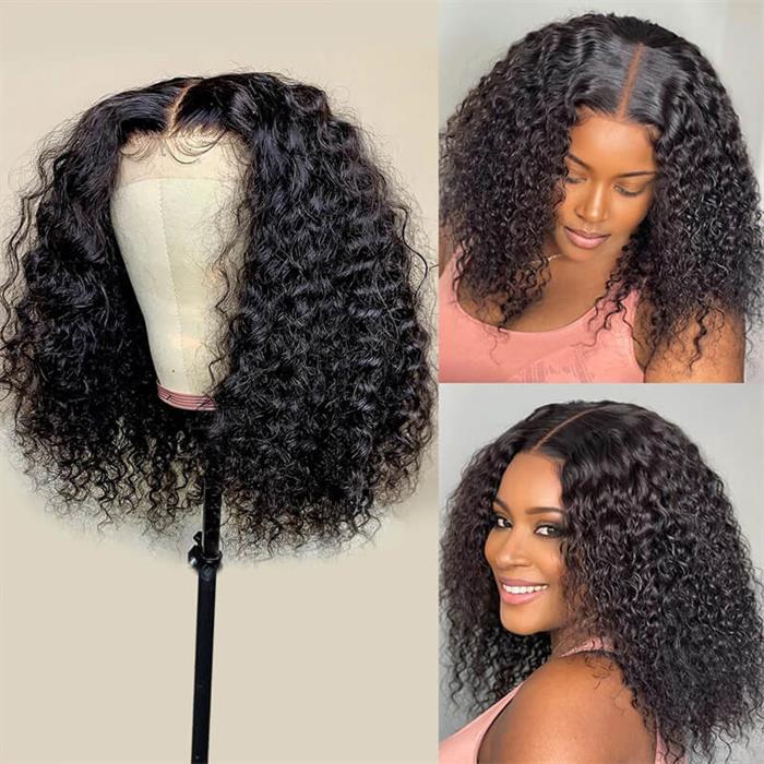 4x4-Lace-Bob-Wig-Kinky-Curly-Bob-Lace-Black-Wigs