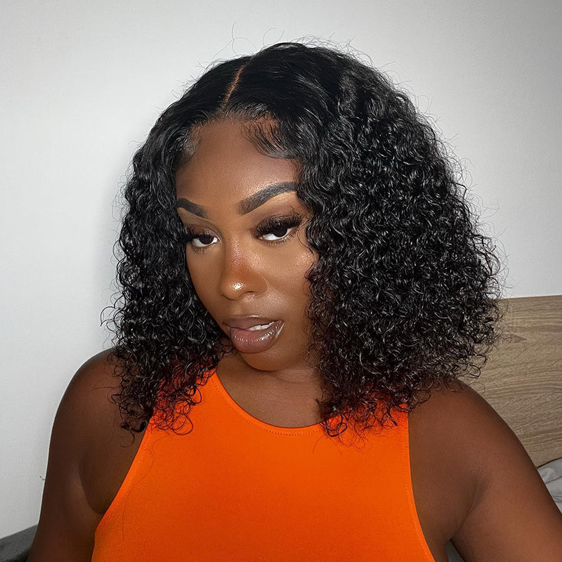 4x4LaceBlackBobWigKinkyCurlyBob