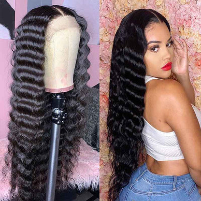 deep wave 5x5 hd lace glueless wig