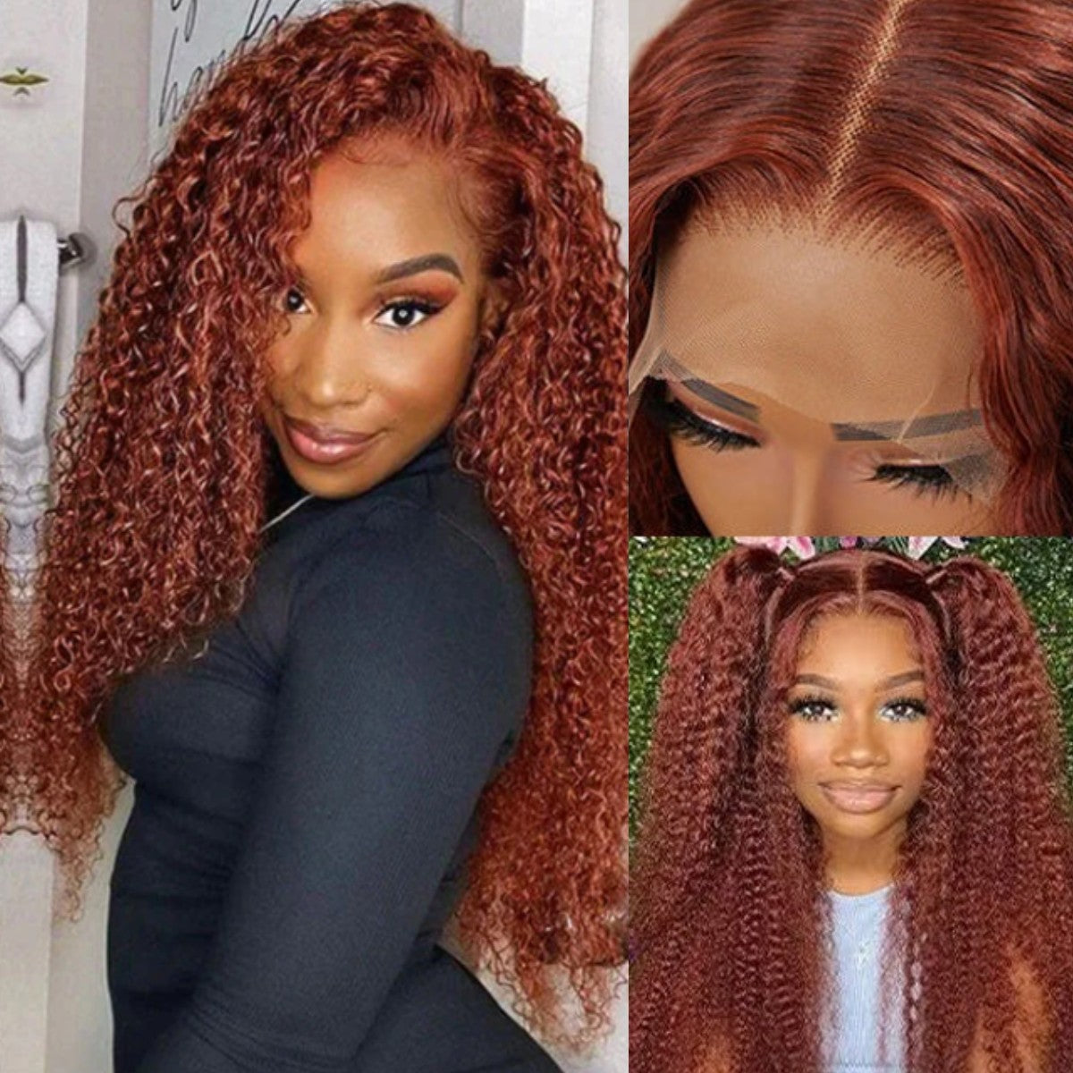 reddish brown 5x5 hd lace closure kinky curly wig
