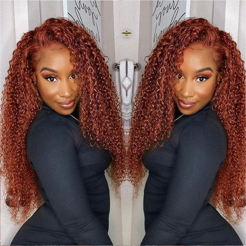 reddish brown 5x5 hd lace closure kinky curly wigs