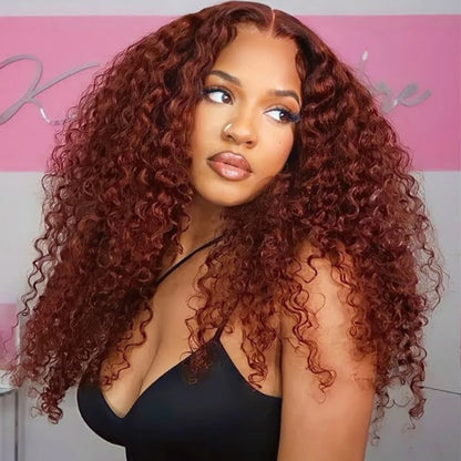 deep wave auburn color 5x5 hd lace closure wigs