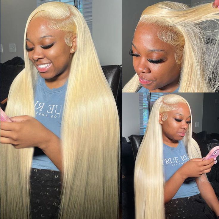 613 Blonde Wigs HD Lace Wig Straight Human Hair Pre Plucked Glueless Wigs Bleached knots
