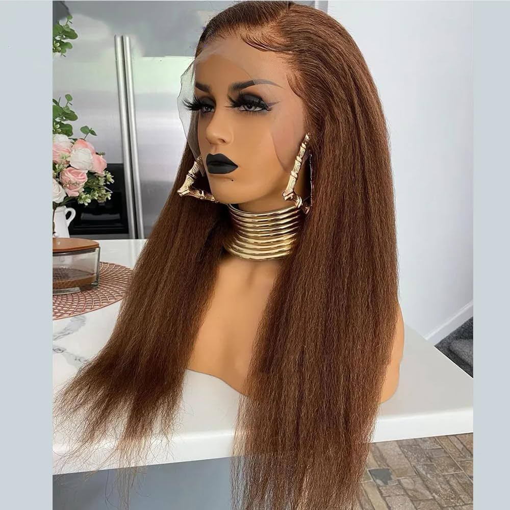 4C Edge Hairline-Kinky Straight 360 Lace Front Wigs With Kinky Edges 