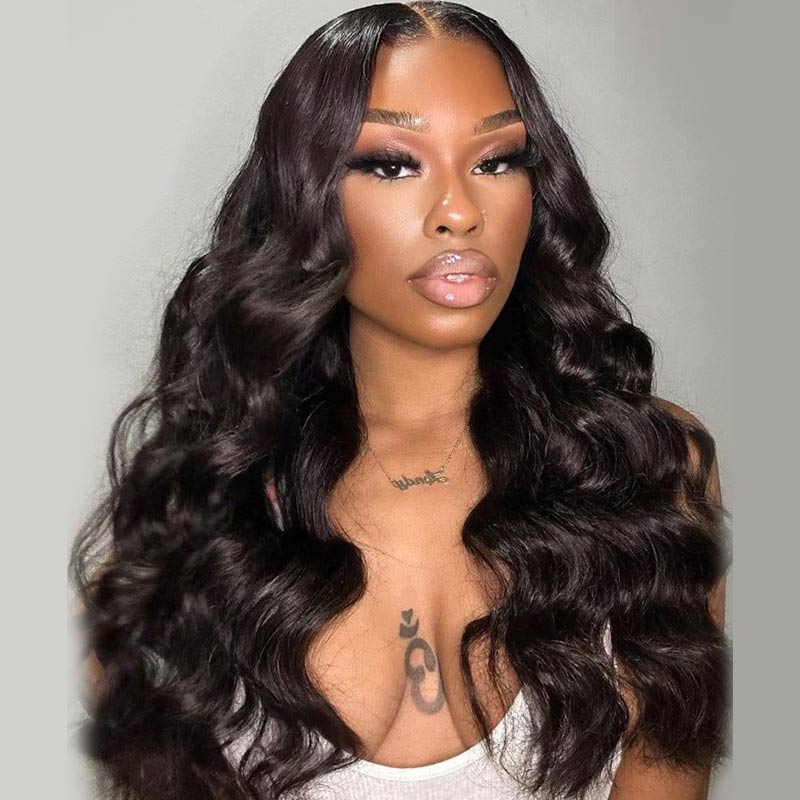 YMY Hair Silky Straight and Body Wave V Part Glueless Natural Black Color Beginner Friendly Wig