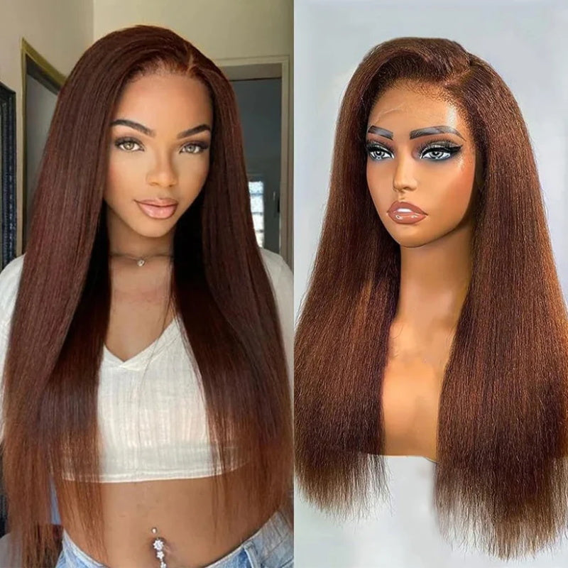 4C Edge Hairline-Kinky Straight 360 Lace Front Wigs With Kinky Edges 