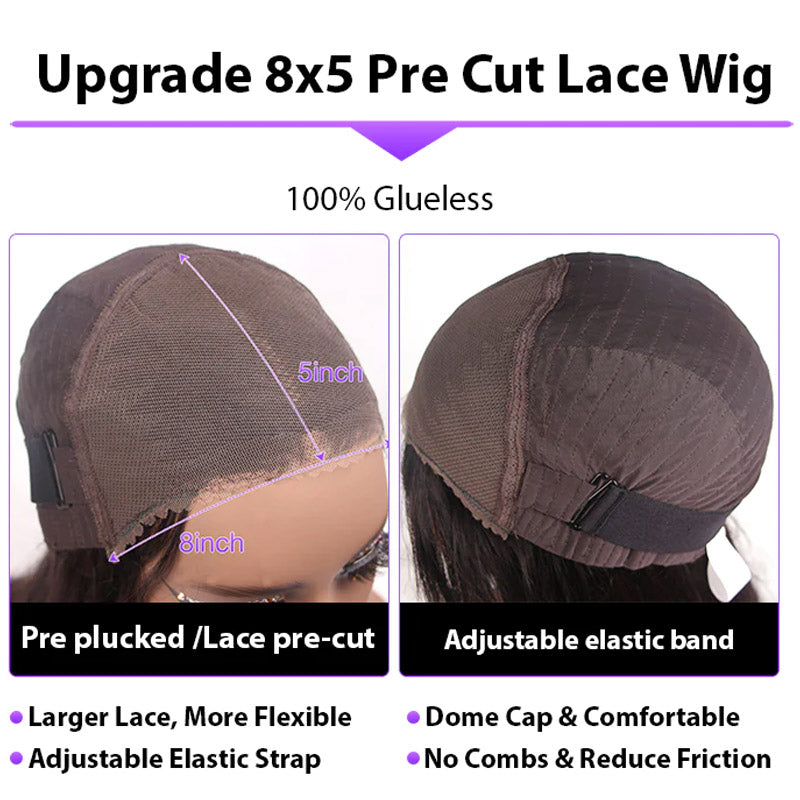 glueless deep wave 8x5 lace closure wig