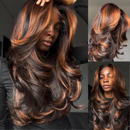 [Invisible Strap Adjustable] Highlight Colored Wig Invisi-Strap Snug Fit 360 HD Lace Frontal Wig Bleached Knots 5x8/13x4 Glueless Wig