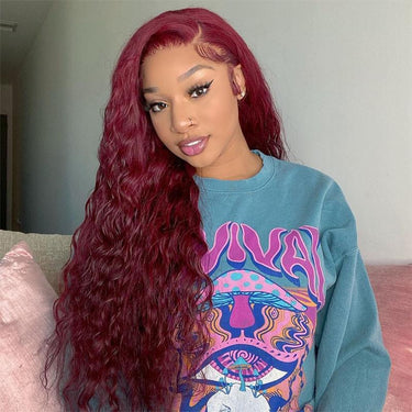 13x4 Lace Front Wigs 99J Color Water Wave