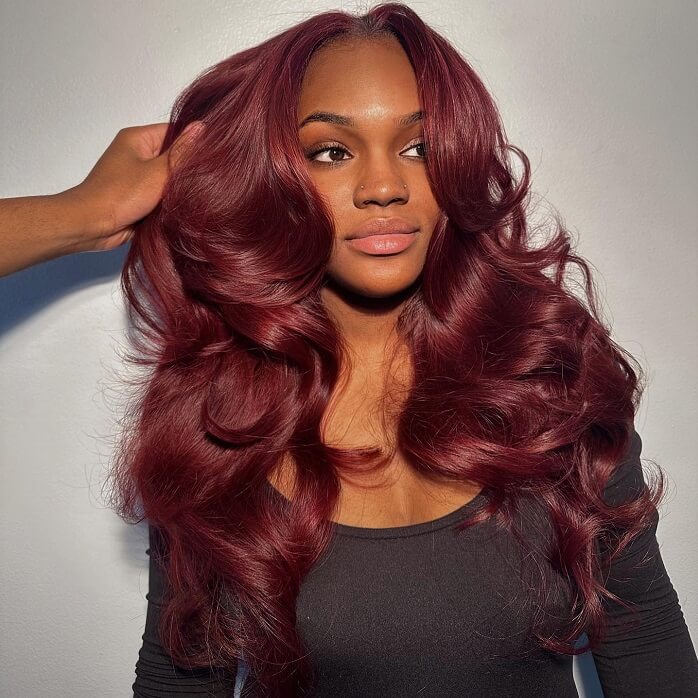 99J color wig with curtain bangs