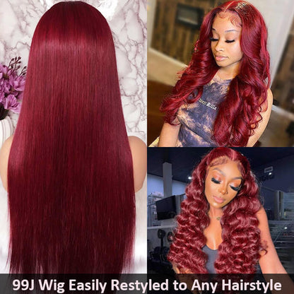 glueless straight 99j colored hd lace closure wigs