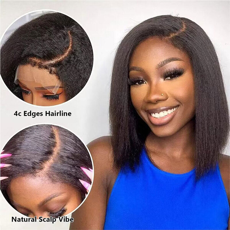 Bob Lace Wigs with 4C Kinky Edges