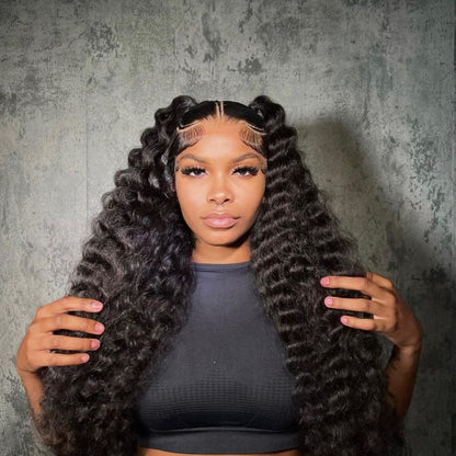 Pre Braided Wig Straight Glueless 13x6 HD Lace Front Wigs Human Hair Bleached Knots