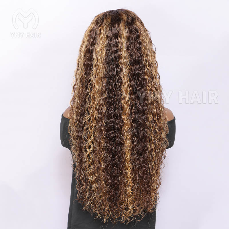 F227 Honey Blonde Water Wave 3D Dome Wigs