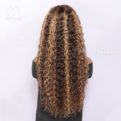 F227 Honey Blonde Water Wave 3D Dome Wigs
