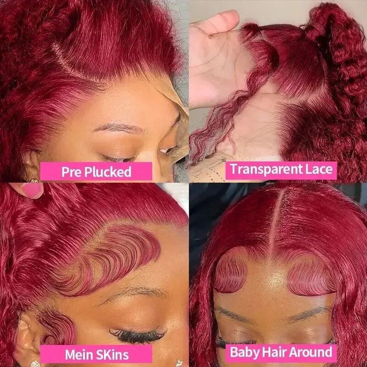 YMY Hair 99J Colored Deep Wave Hair Pre Plucked Burgundy Wigs For Women