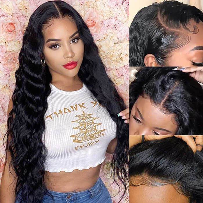 Flash Sale Bouncy Loose Deep Wave 8x5 HD Lace Wigs Human Hair Pre Plucked Bleached Knots Lace Closure Wigs