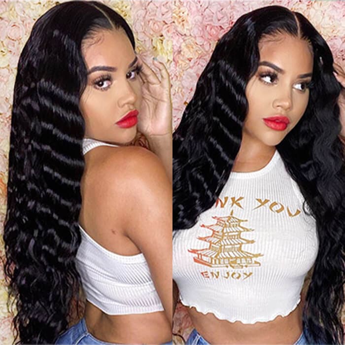 Loose Deep Wave 4x4 HD Lace Wigs Human Hair Pre Plucked Lace Closure Wigs Bleached Knots